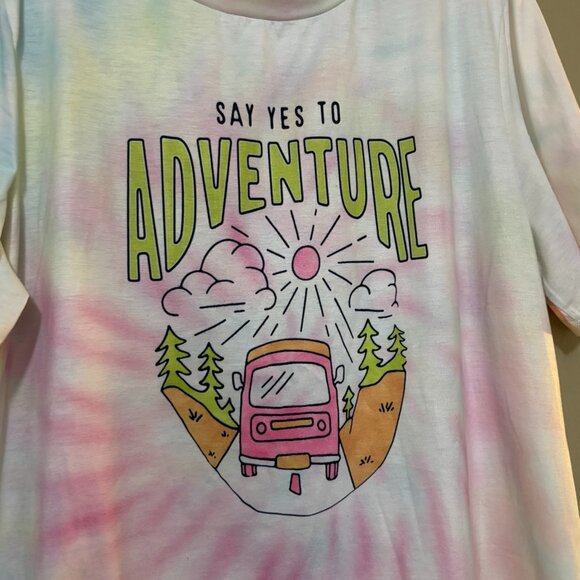 Say Yes To Adventure Tie-Dye Graphic Tee — Oversized XXL Pastel Van Roadtrip - Picture 3 of 4